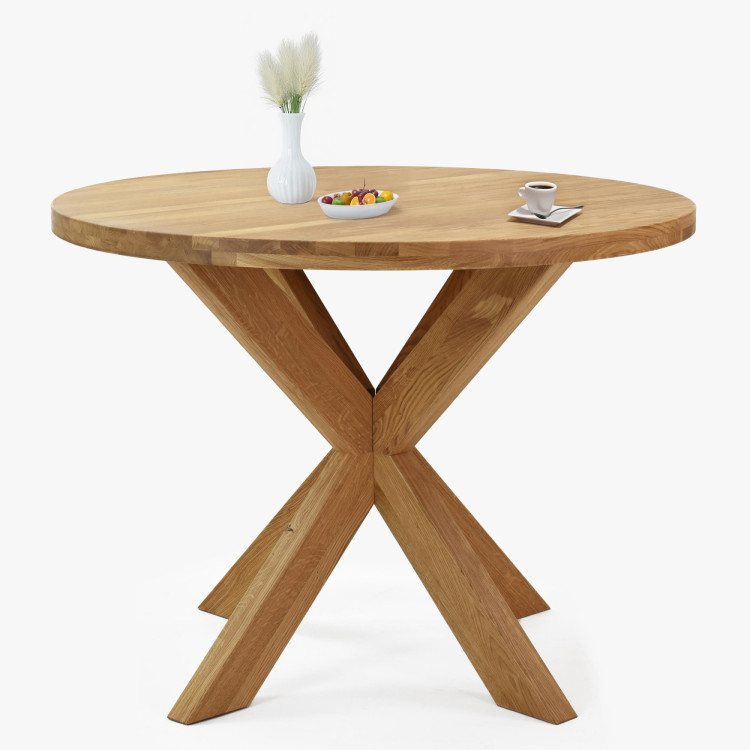 Fa kerek asztal keresztezett lábakkal Ø100 cm  - 6