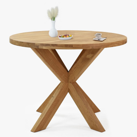 Fa kerek asztal keresztezett lábakkal Ø100 cm  - 6