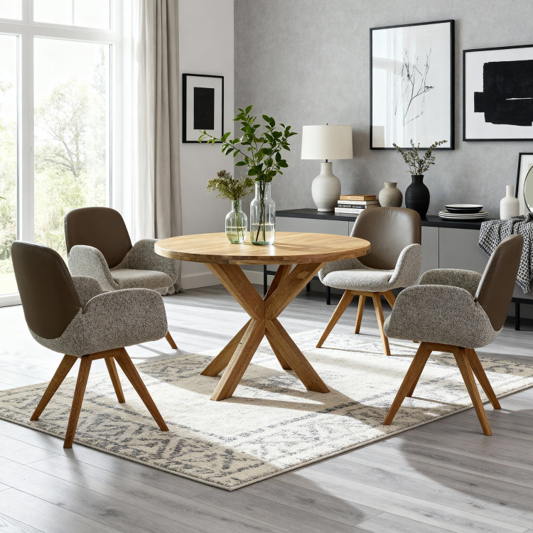 Fa kerek asztal keresztezett lábakkal Ø100 cm  - 8