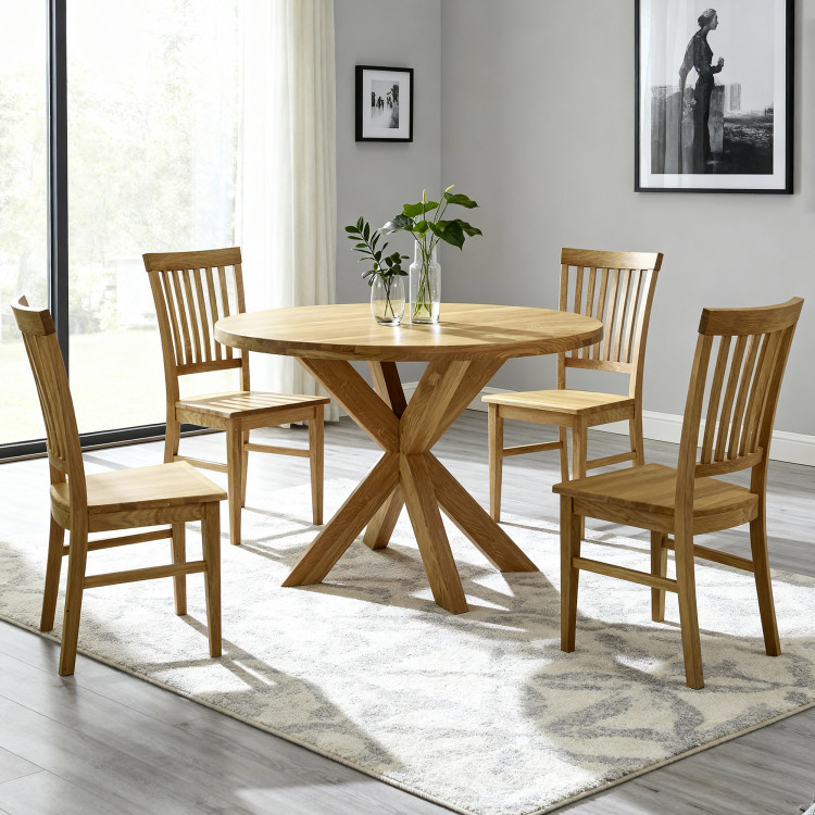 Fa kerek asztal keresztezett lábakkal Ø100 cm  - 10