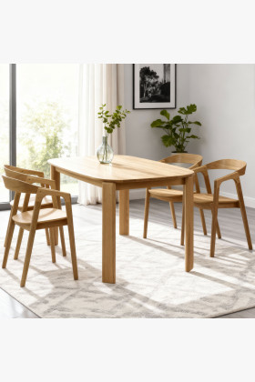 Tömör tölgyfa ovális étkezőgarnitúra 160x90 cm natúr tölgy asztallal