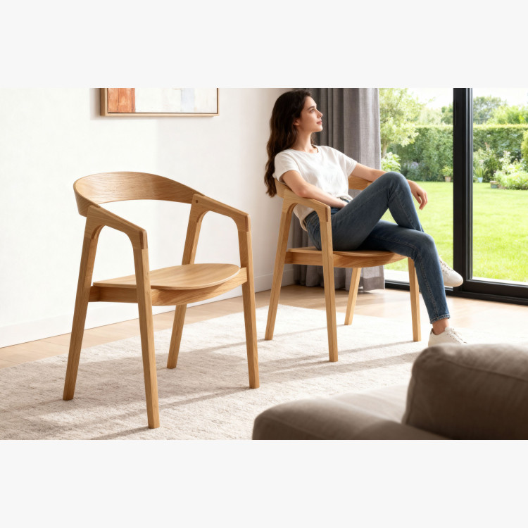 Tölgyfa étkezőasztal Robi 160 x 90 és design székek Brando  - 5