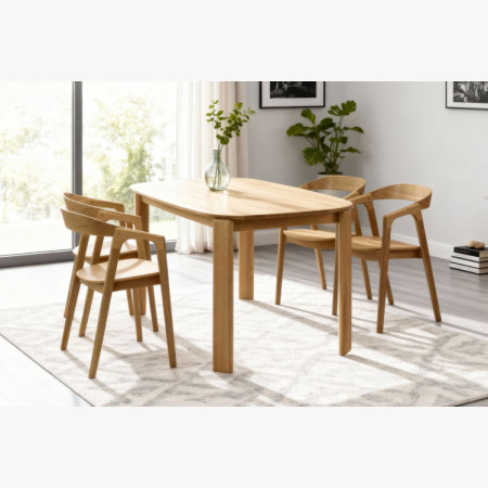 Tölgyfa étkezőasztal Robi 160 x 90 és design székek Brando  - 11