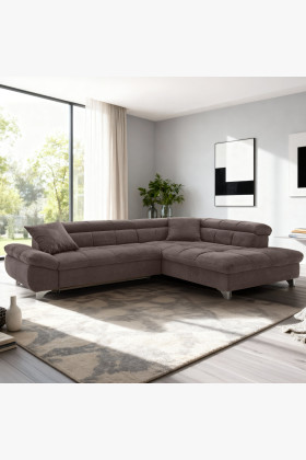 Sarokkanapé ágyazható funkcióval, barna színű, jobb sarok  - 1 2