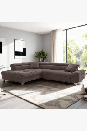 Sarokkanapé ágyazható funkcióval, barna színű, bal oldali sarok  - 1 2