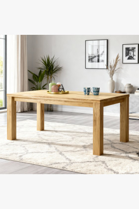 Tömör tölgyfa étkezőasztal 180x90 cm, természetes olajozott felület