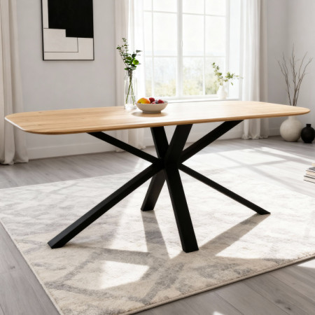 Dub asztal kov lábbal, X alakban 180 x 90 cm  - 1