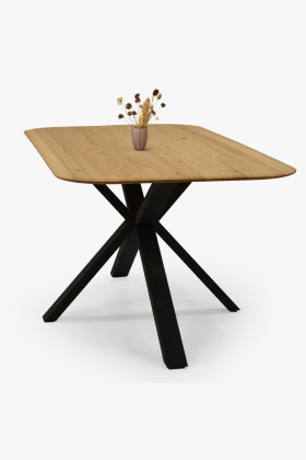 Dub asztal kov lábbal, X alakban 180 x 90 cm  - 1 2