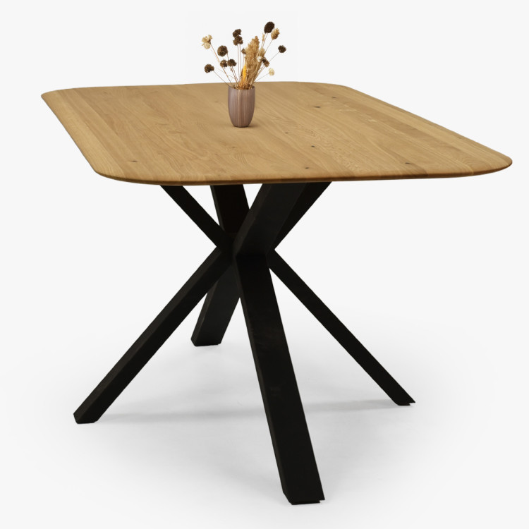 Dub asztal kov lábbal, X alakban 180 x 90 cm  - 2