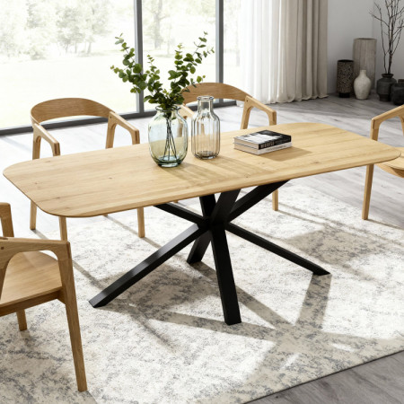 Dub asztal kov lábbal, X alakban 180 x 90 cm  - 3