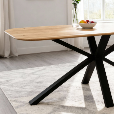 Dub asztal kov lábbal, X alakban 180 x 90 cm  - 4