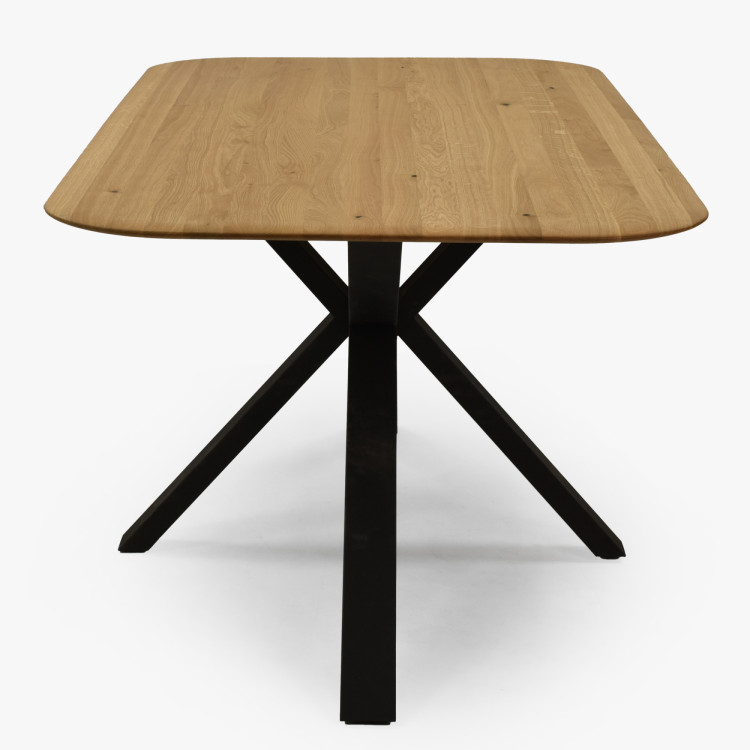 Dub asztal kov lábbal, X alakban 180 x 90 cm  - 5