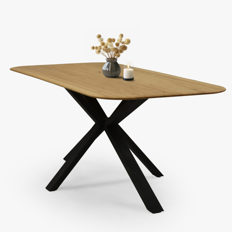 Dub asztal kov lábbal, X alakban 180 x 90 cm  - 6