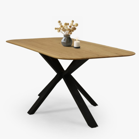 Dub asztal kov lábbal, X alakban 180 x 90 cm  - 6