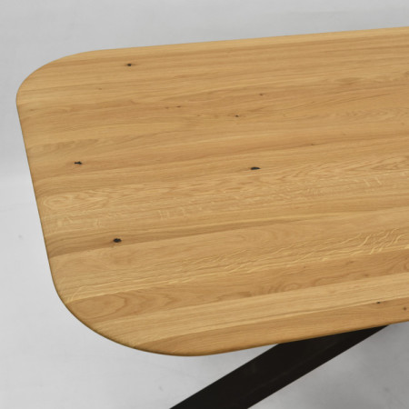 Dub asztal kov lábbal, X alakban 180 x 90 cm  - 8