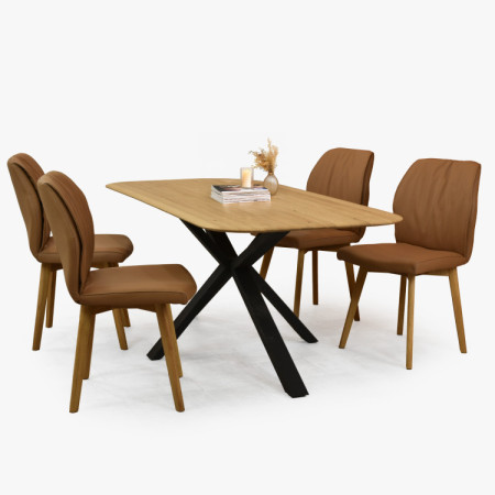 Dub asztal kov lábbal, X alakban 180 x 90 cm  - 10