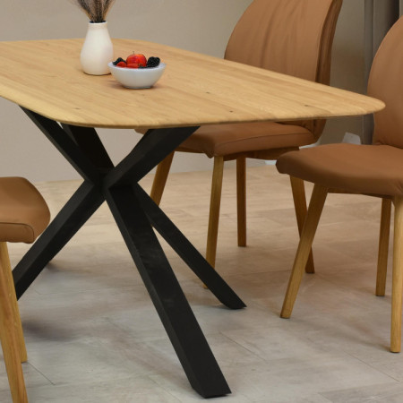 Dub asztal kov lábbal, X alakban 180 x 90 cm  - 11
