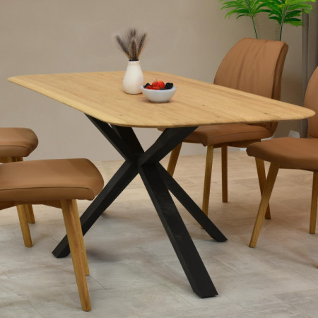 Dub asztal kov lábbal, X alakban 180 x 90 cm  - 14