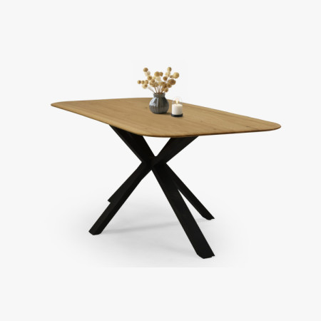 Dub asztal kov lábbal, X alakban 180 x 90 cm  - 15