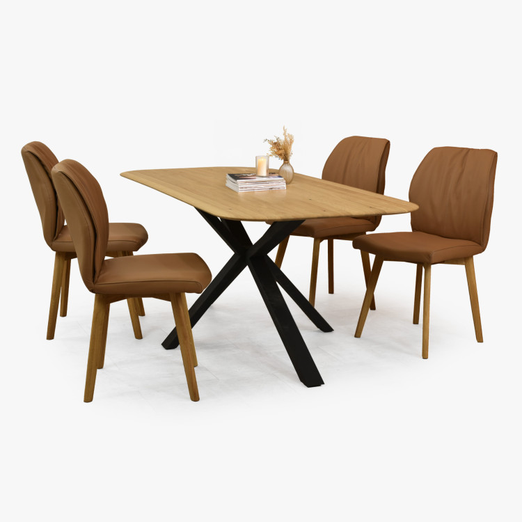 Dub asztal kov lábbal, X alakban 180 x 90 cm  - 19