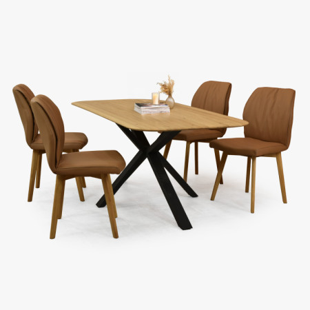 Dub asztal kov lábbal, X alakban 180 x 90 cm  - 19