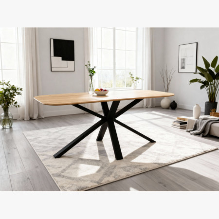 Dub asztal kov lábbal, X alakban 180 x 90 cm  - 22