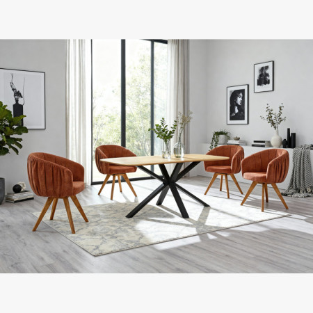 Dub asztal kov lábbal, X alakban 180 x 90 cm  - 25