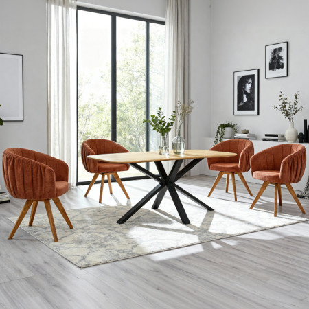 Dub asztal kov lábbal, X alakban 180 x 90 cm  - 27