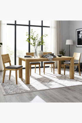 Tölgyfa asztal 180 x 90 cm és 4 db fa szék  - 1