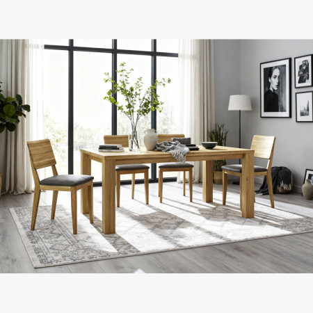 Tölgyfa asztal 180 x 90 cm és 4 db fa szék  - 18