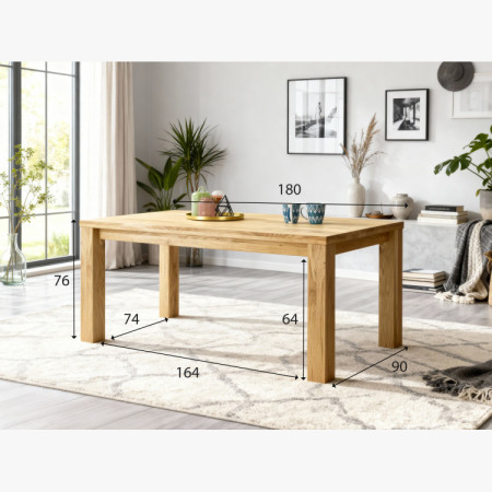 Tölgyfa asztal 180 x 90 cm és 4 db fa szék  - 19