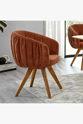 Dub tölgy forgatható kartámaszos fotel narancssárga  - 1 2