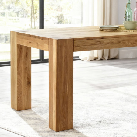 Masszív tölgy étkezőasztal 220×100 cm 4 skandináv székkel  - 4