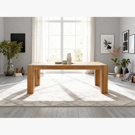 Masszív tölgy étkezőasztal 220×100 cm 4 skandináv székkel  - 6