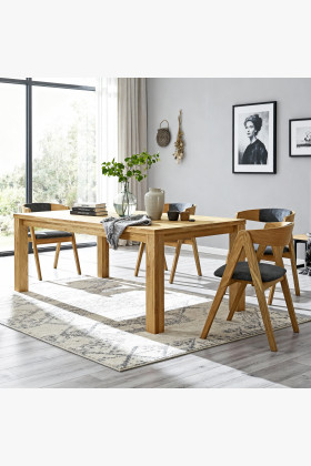 Tölgy étkező garnitúra: asztal és 4 Maja grafit kárpitozott szék  - 1