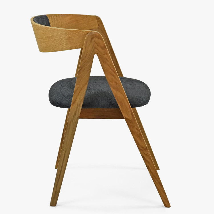 Tölgy étkező garnitúra: asztal és 4 Maja grafit kárpitozott szék  - 9