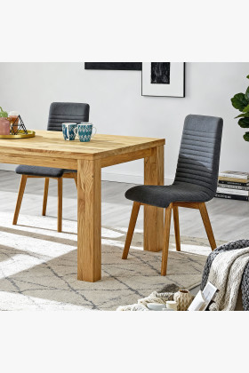 Tölgy étkezőgarnitúra 180x90 cm és 4 sötétszürke szék  - 1 2