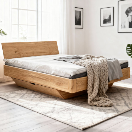 Tölgyfa ágy tárolórésszel 160 x 200 cm  - 1