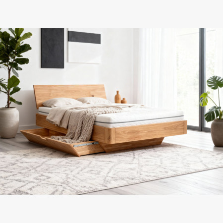 Tölgyfa ágy tárolórésszel 160 x 200 cm  - 14
