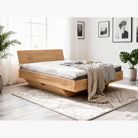 Tölgyfa ágy tárolórésszel 160 x 200 cm  - 15