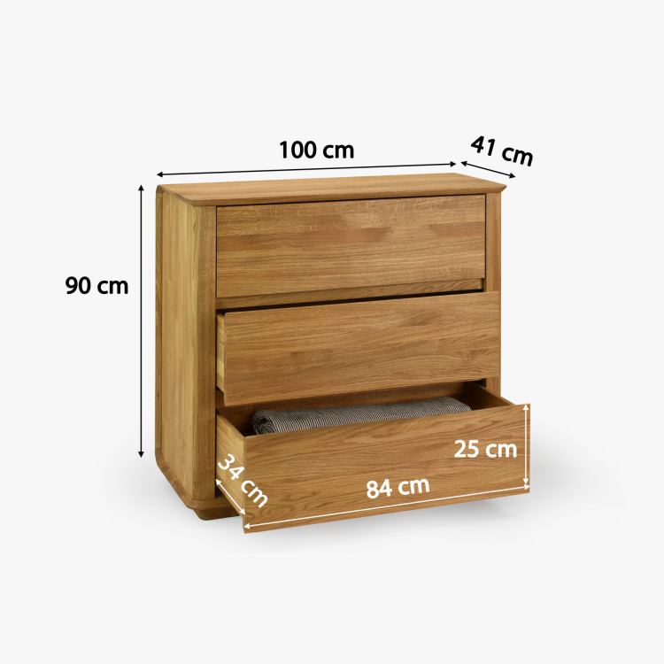 Prémium tölgy komód 3 fiókkal  - 15
