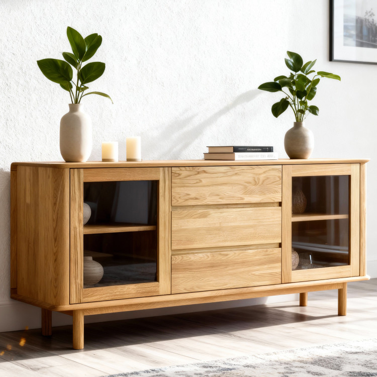 Prémium tölgy komód ajtókkal és fiókokkal  - 1