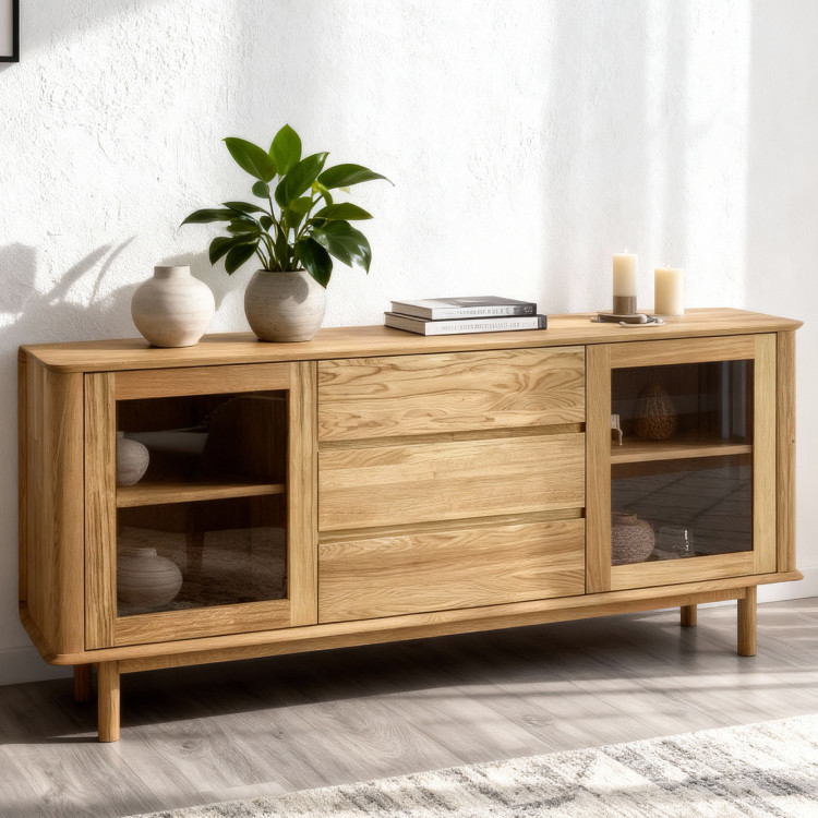 Prémium tölgy komód ajtókkal és fiókokkal  - 2