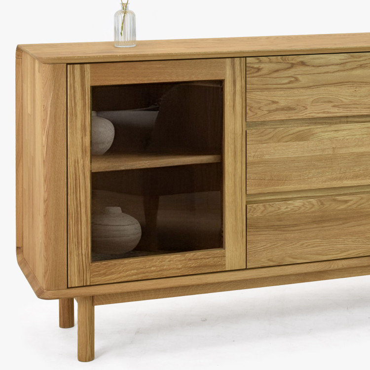 Prémium tölgy komód ajtókkal és fiókokkal  - 7