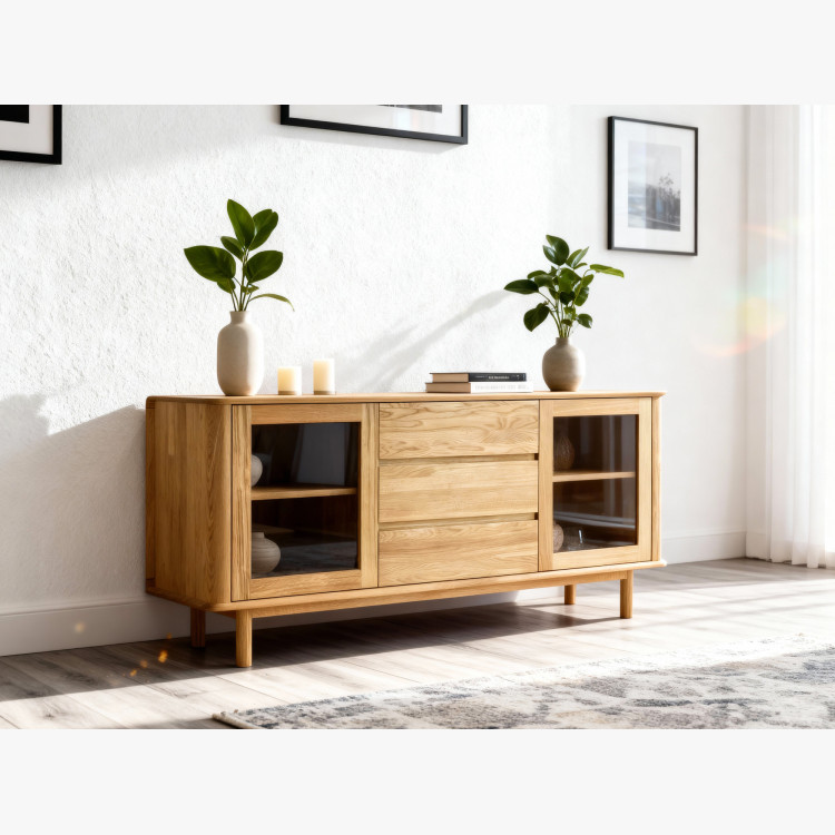 Prémium tölgy komód ajtókkal és fiókokkal  - 12