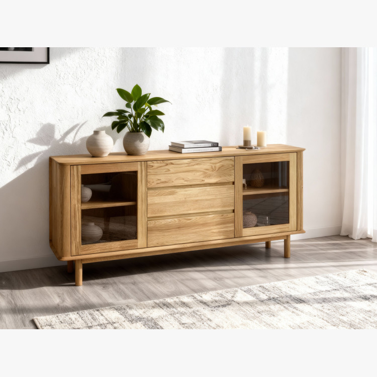 Prémium tölgy komód ajtókkal és fiókokkal  - 13