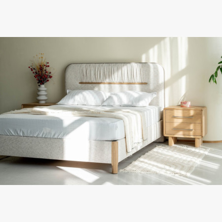 Manželská postel s úložným prostorem 180 × 200 cm, šedá látka  - 6