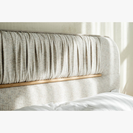 Manželská postel s úložným prostorem 180 × 200 cm, šedá látka  - 7