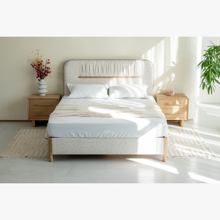 Manželská postel s úložným prostorem 180 × 200 cm, šedá látka  - 10