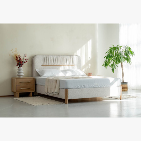 Manželská postel s úložným prostorem 180 × 200 cm, šedá látka  - 12